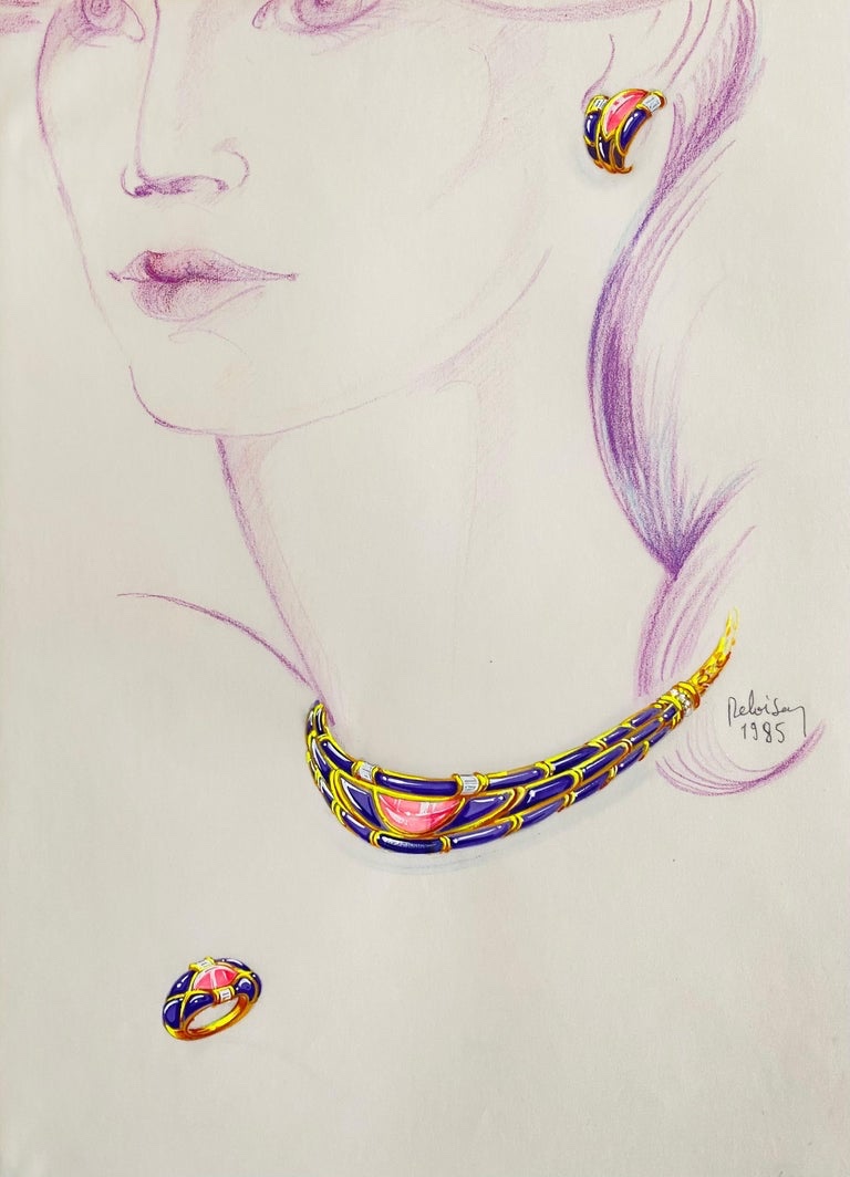 Philippe Deloison - Esquisse pour une parure de bijoux - 1985