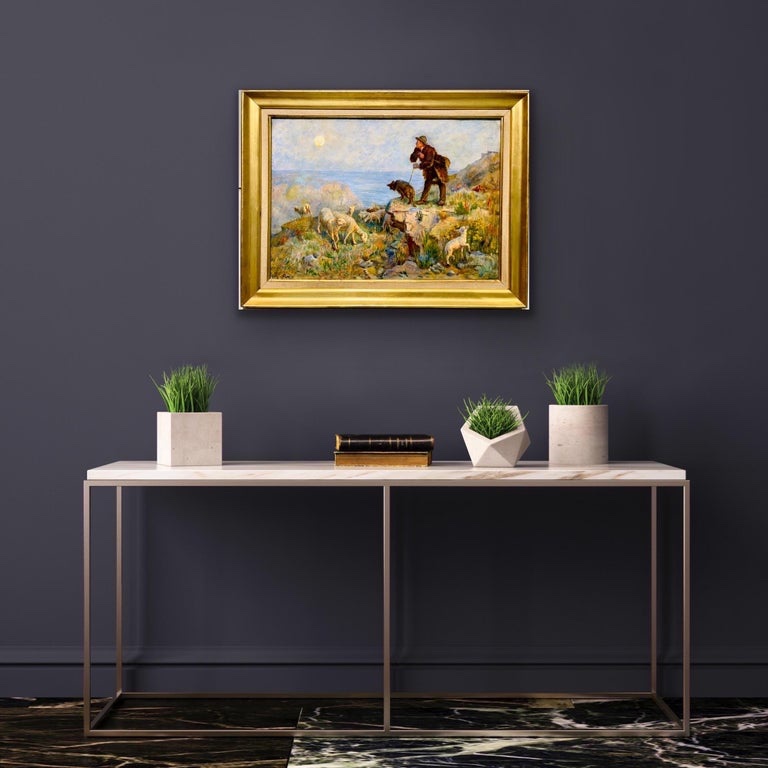 Paul Vayson (attr) - Shepherd With His Flock Of Sheep-photo-4