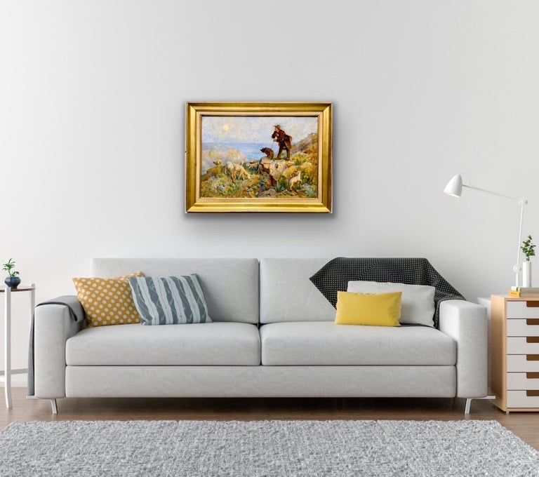 Paul Vayson (attr) - Shepherd With His Flock Of Sheep-photo-1