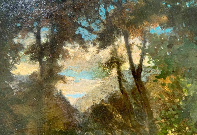 Tableau Barbizon du XIXe siècle - Groupe élégant en extérieur-photo-1