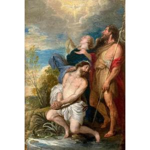 Vincent Malo - The Baptism Of Christ - Flemish School Of The 17th