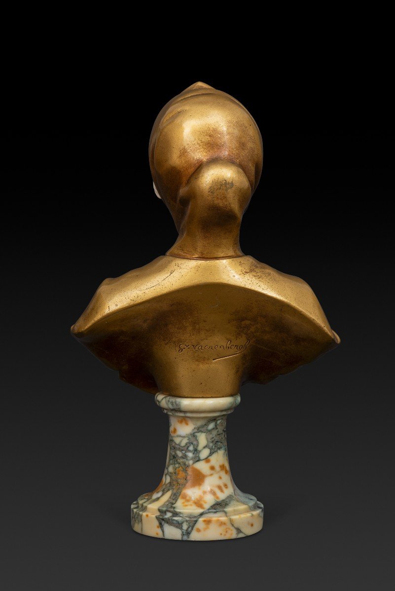 Bust In Alabaster And Gilt Bronze “joan Of Arc” (early 20th Century) Gustave Van Vaerenbergh-photo-1