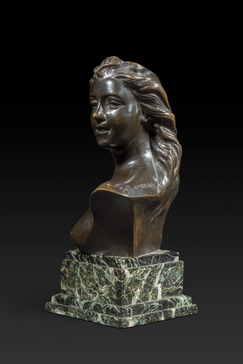 « Buste De Jeune Femme » En Bronze De Jef Lambeaux (1852-1908)-photo-4
