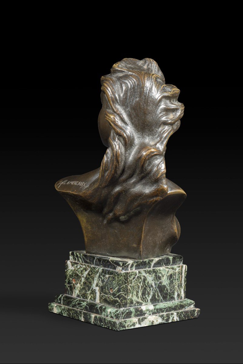 « Buste De Jeune Femme » En Bronze De Jef Lambeaux (1852-1908)-photo-1