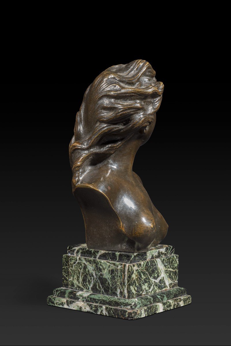 « Buste De Jeune Femme » En Bronze De Jef Lambeaux (1852-1908)-photo-3