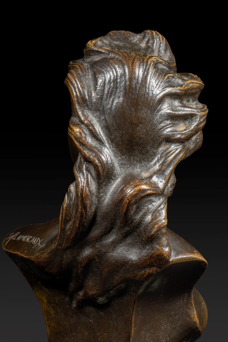 « Buste De Jeune Femme » En Bronze De Jef Lambeaux (1852-1908)-photo-4