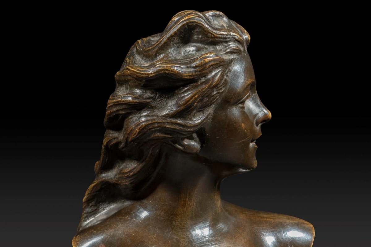 « Buste De Jeune Femme » En Bronze De Jef Lambeaux (1852-1908)-photo-5