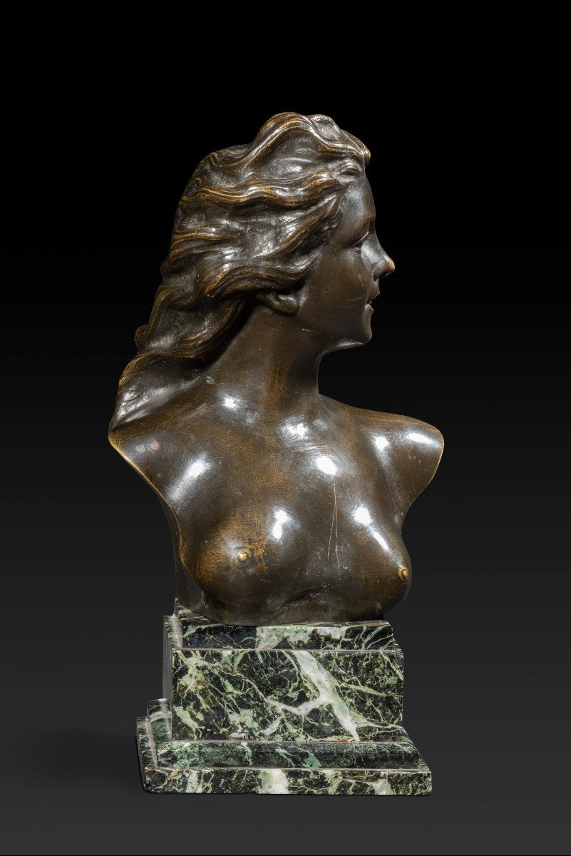 « Buste De Jeune Femme » En Bronze De Jef Lambeaux (1852-1908)