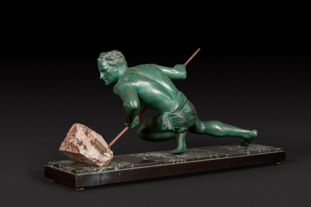 Bronze Statue “the Effort” Or “the Athlete” By Gustave Louis Buchet (1888-1963) -photo-3