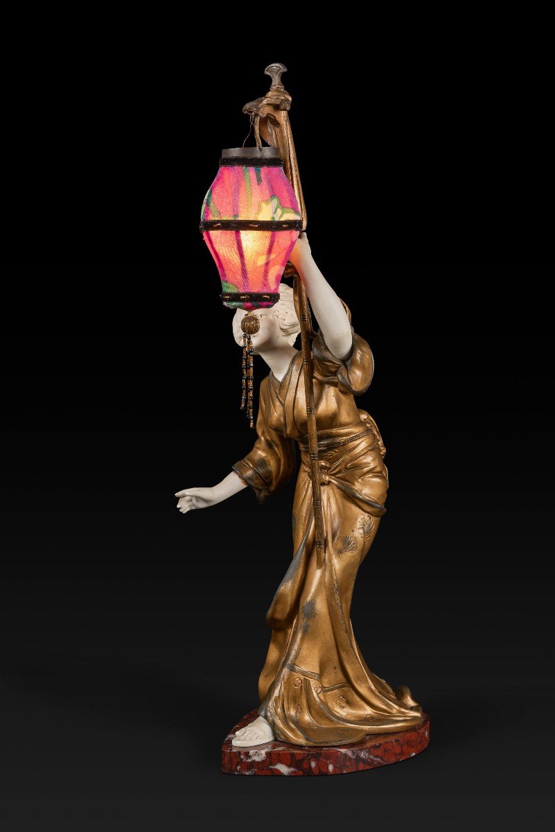 "la Geisha Au Lampion" Par Adolphe Armand Truffier (actif Entre 1890 Et 1930):-photo-2