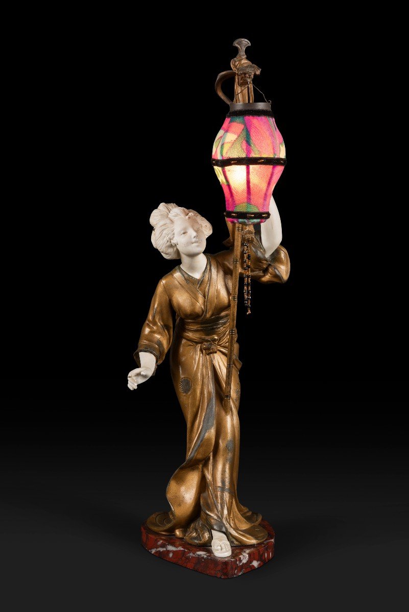 "la Geisha Au Lampion" Par Adolphe Armand Truffier (actif Entre 1890 Et 1930):