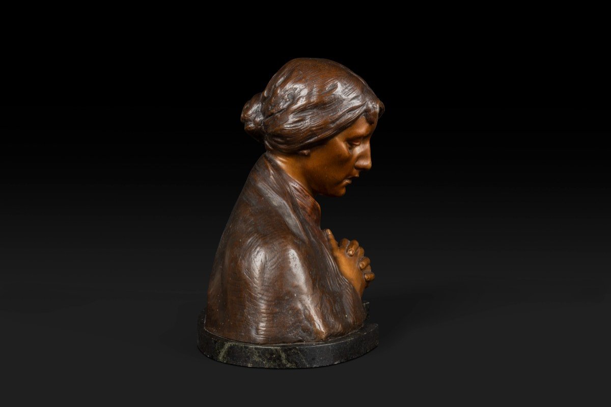 “mater Dolorosa” Bronze Bust By Adolf Josef Pohl (1872-1930)-photo-3