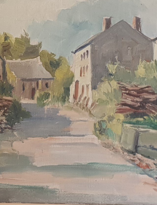 “landscape In Ardennes” Oil Painting On Canvas By Simone Leconte (1892-1963)-photo-3