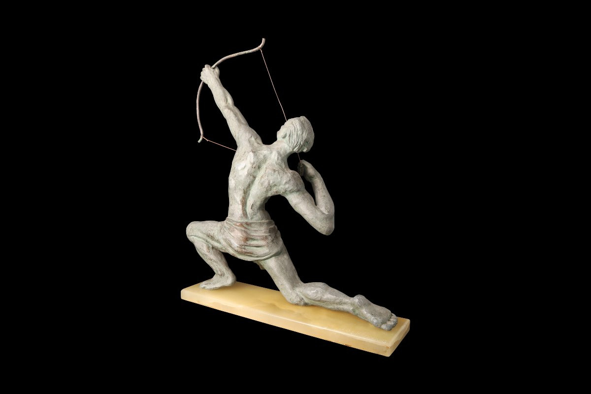 Sculpture En Régule "l'archer" De Jean De Roncourt (1869-1937)-photo-3