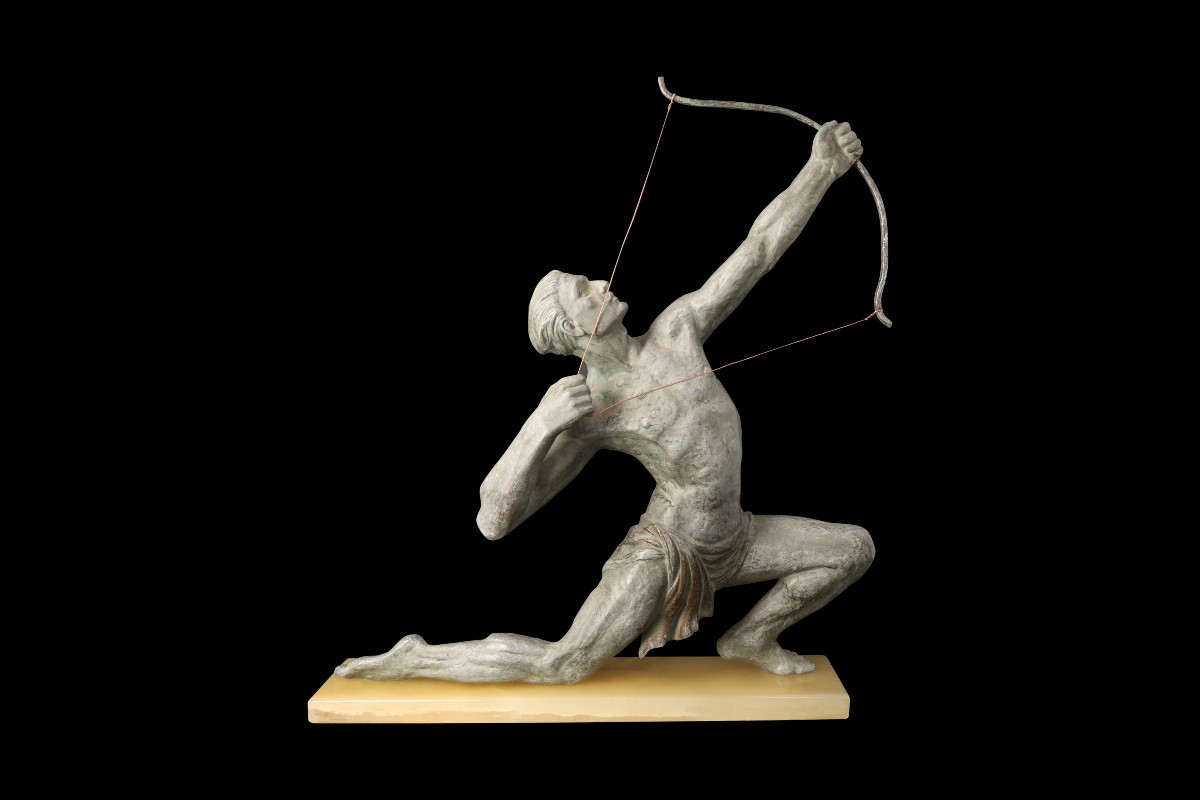 Sculpture En Régule "l'archer" De Jean De Roncourt (1869-1937)