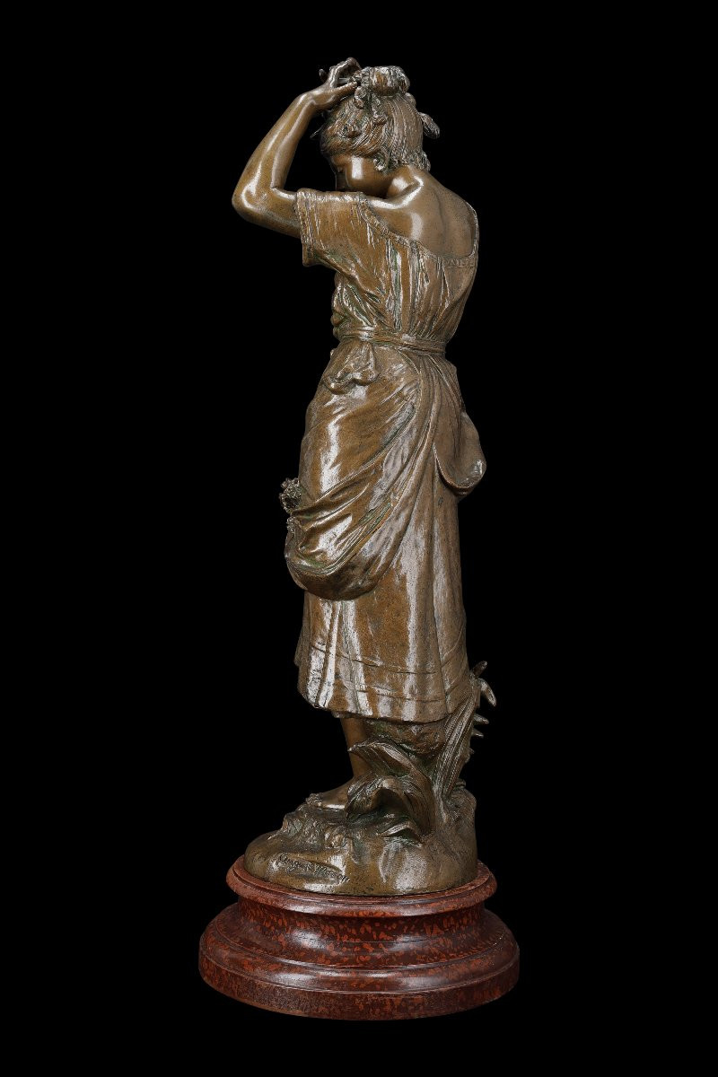 Sculpture En Bronze "le Miroir" De Auguste Moreau (1834-1917)-photo-4