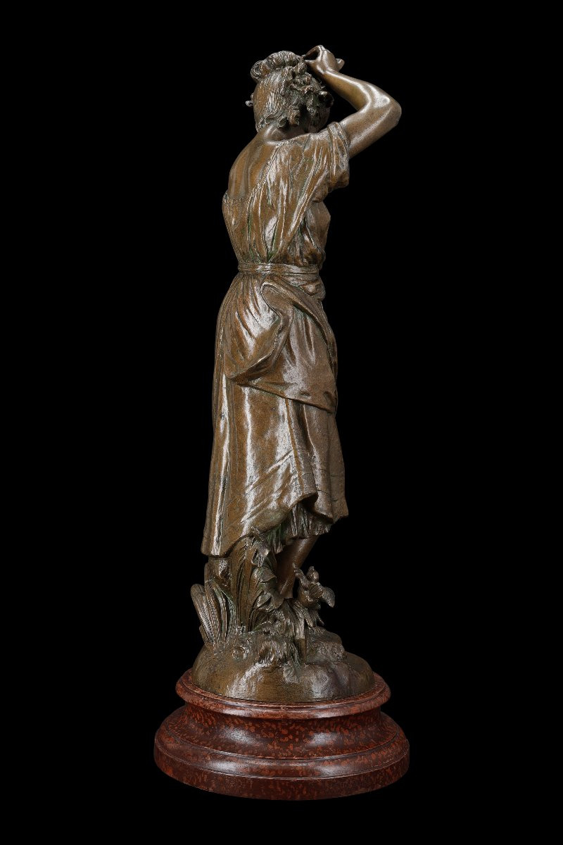 Sculpture En Bronze "le Miroir" De Auguste Moreau (1834-1917)-photo-2