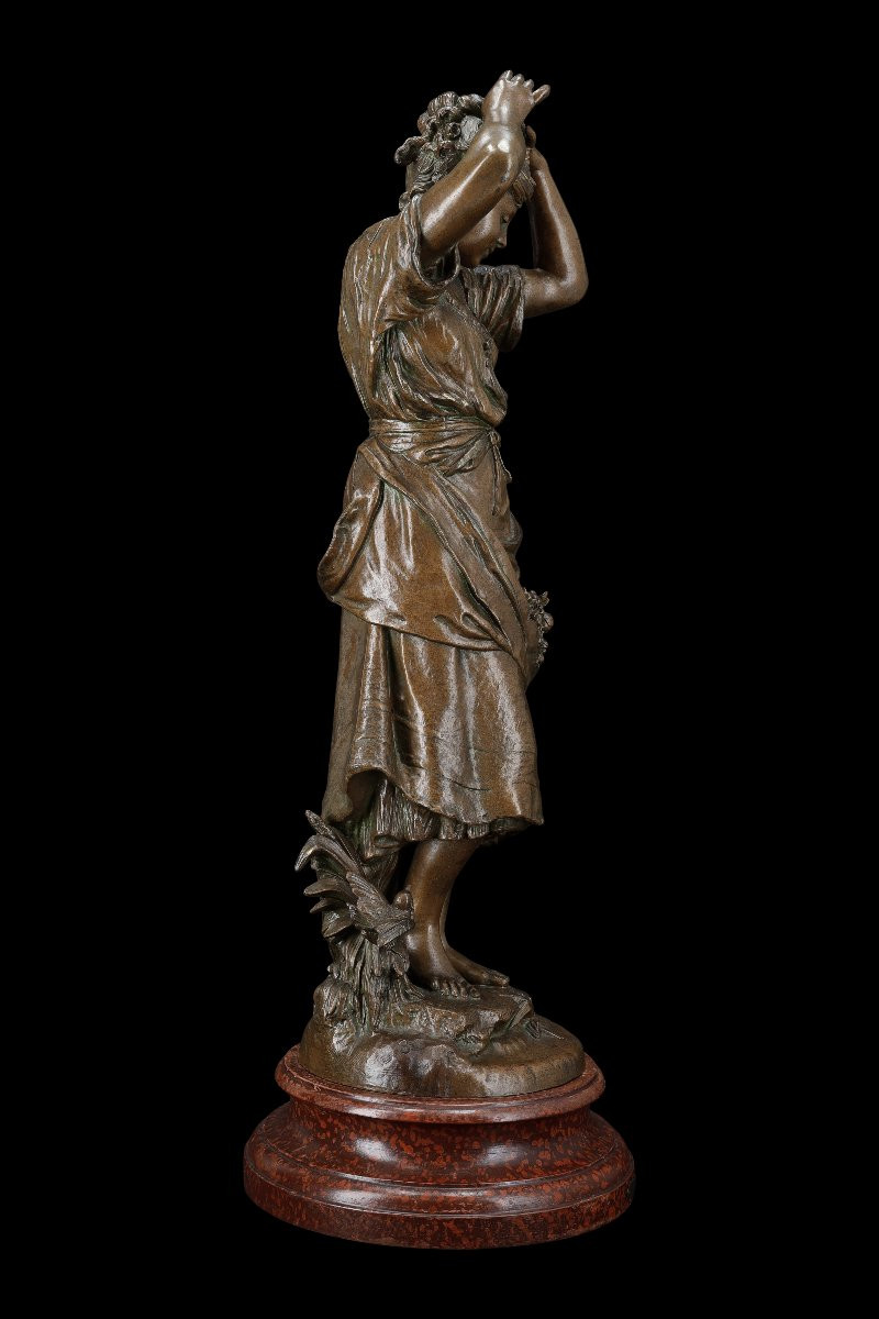 Sculpture En Bronze "le Miroir" De Auguste Moreau (1834-1917)-photo-3
