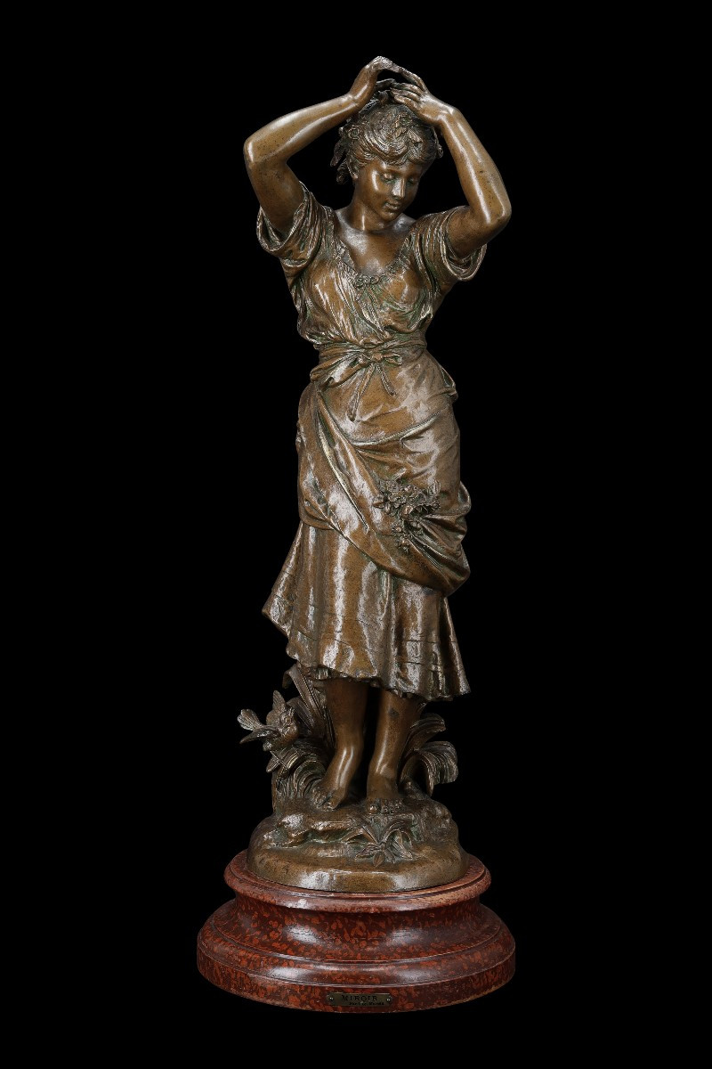 Sculpture En Bronze "le Miroir" De Auguste Moreau (1834-1917)
