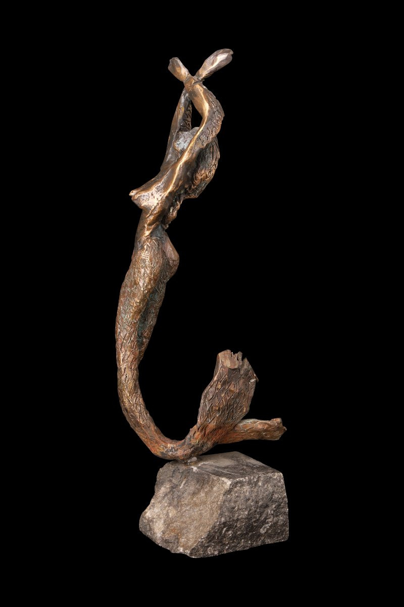Bronze Sculpture "the Sirene" By Guy Degrenne-photo-4