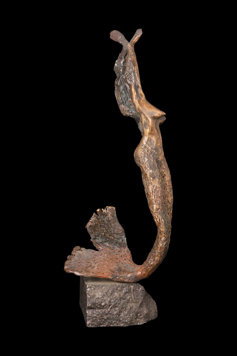 Bronze Sculpture "the Sirene" By Guy Degrenne-photo-3
