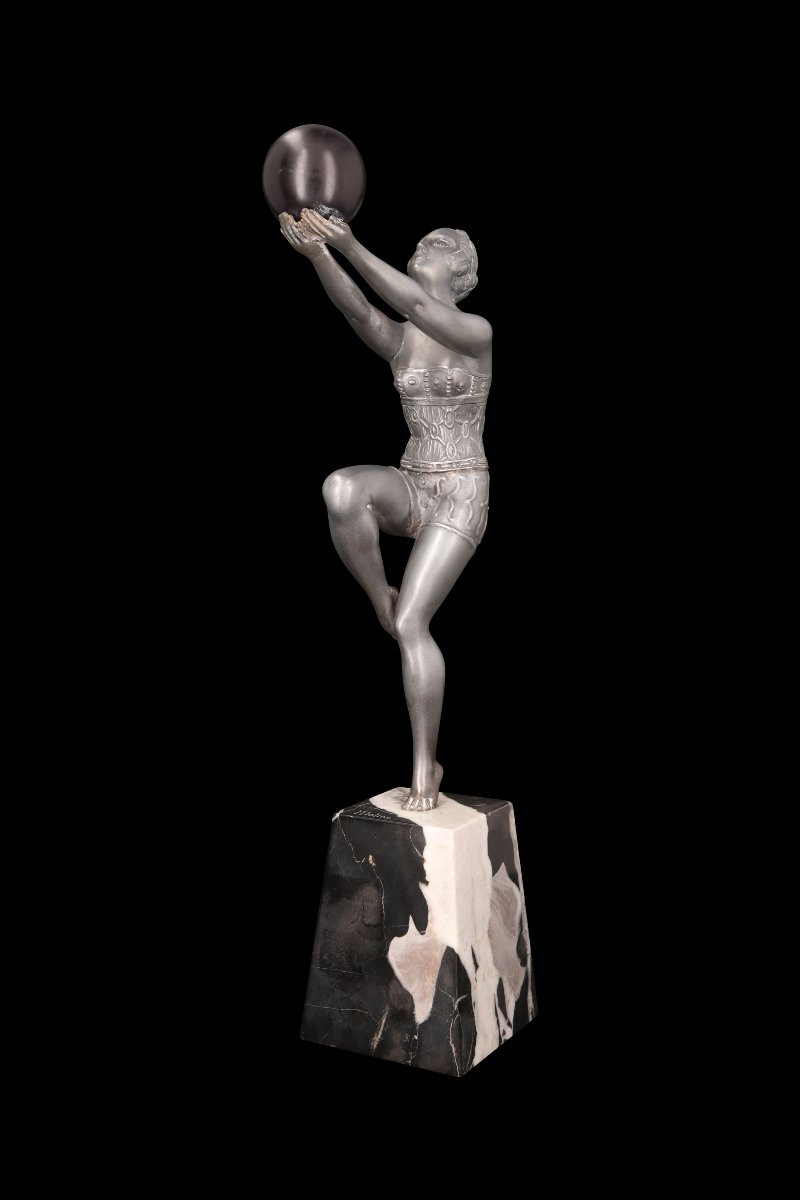 Sculpture En Métal Argenté, Sans Titre, De Enrique Molins-balleste (1893-1958)-photo-2