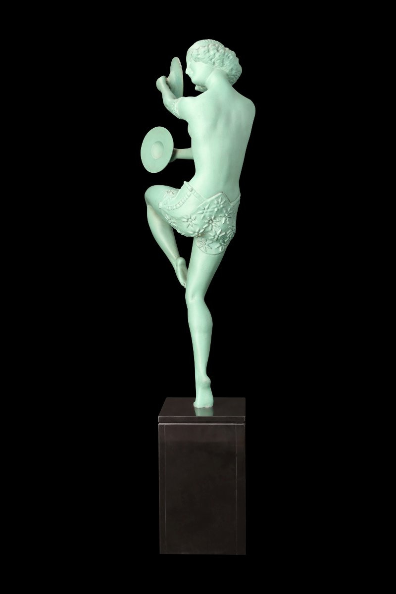 Art Deco Metal Sculpture "the Dancer With Cymbals" By Enrique Molins-balleste (1893-1958)-photo-1