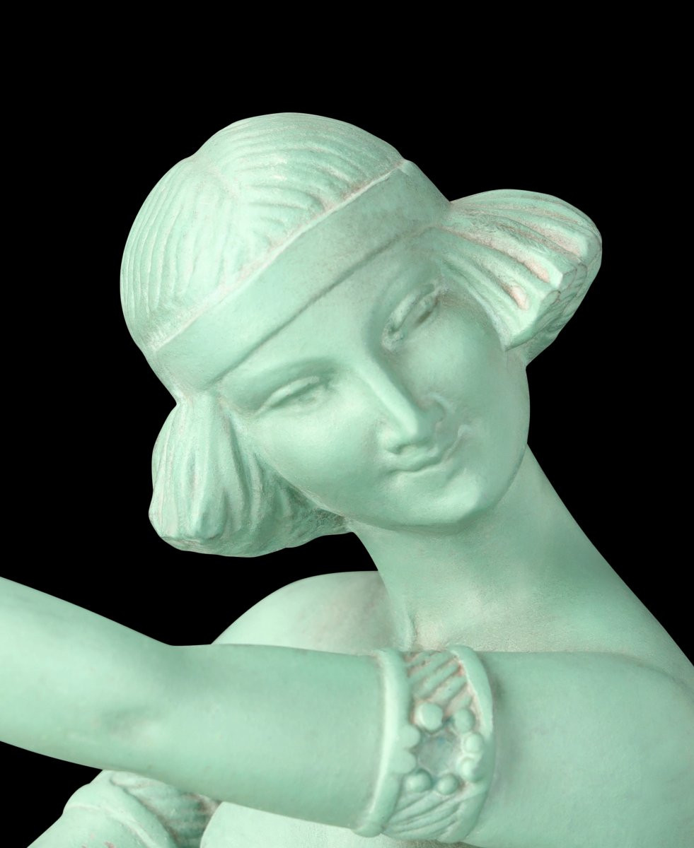 Art Deco Metal Sculpture "the Dancer With Cymbals" By Enrique Molins-balleste (1893-1958)-photo-8