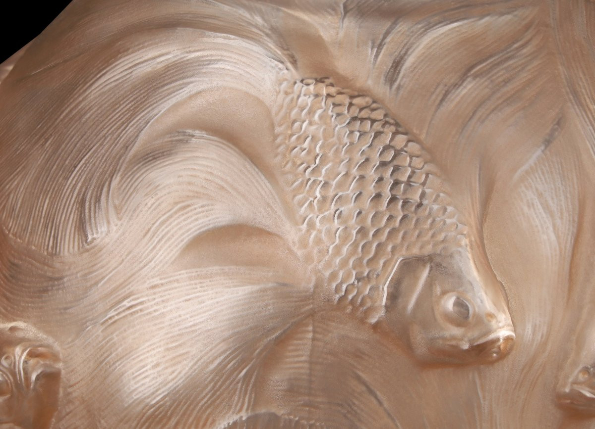 Vase « FORMOSE » (1924) en verre soufflé-pressé moulé patiné sienne De RENE LALIQUE (1860-1845)-photo-4