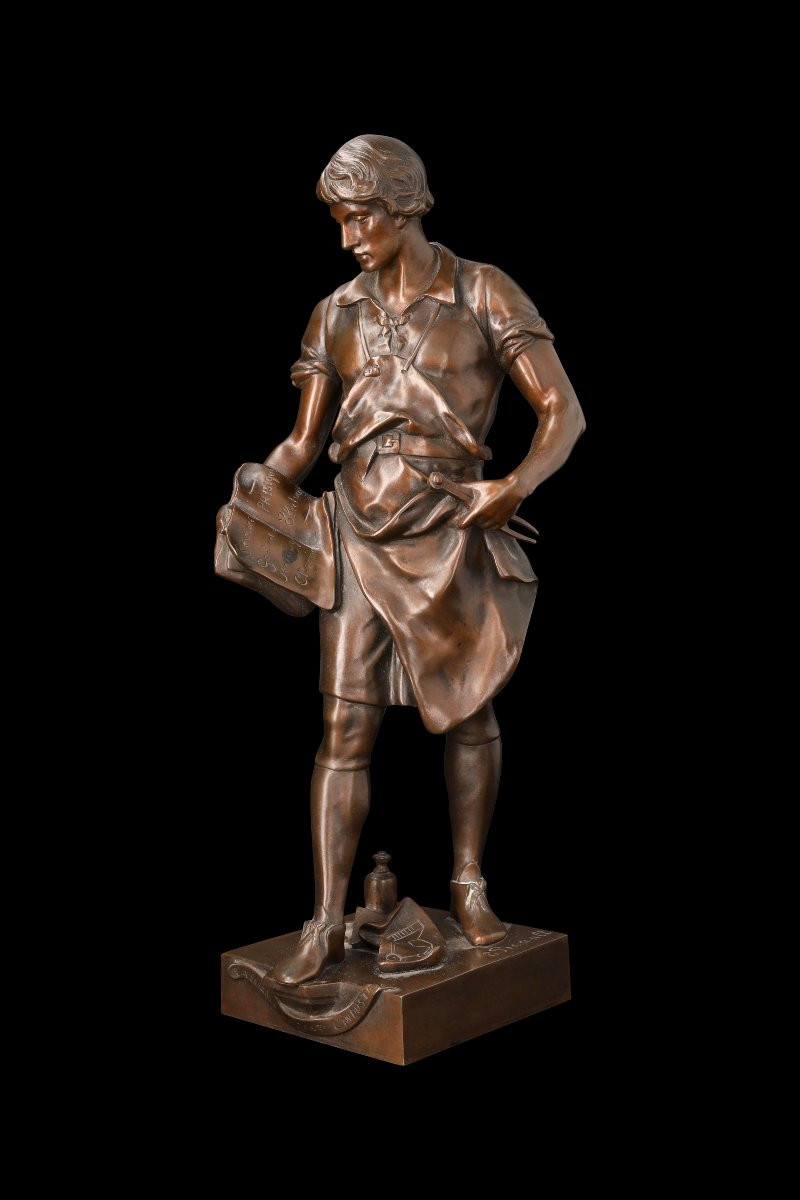 Bronze Sculpture "science Guiding Industry" By émile Picault (1833-1915)-photo-2