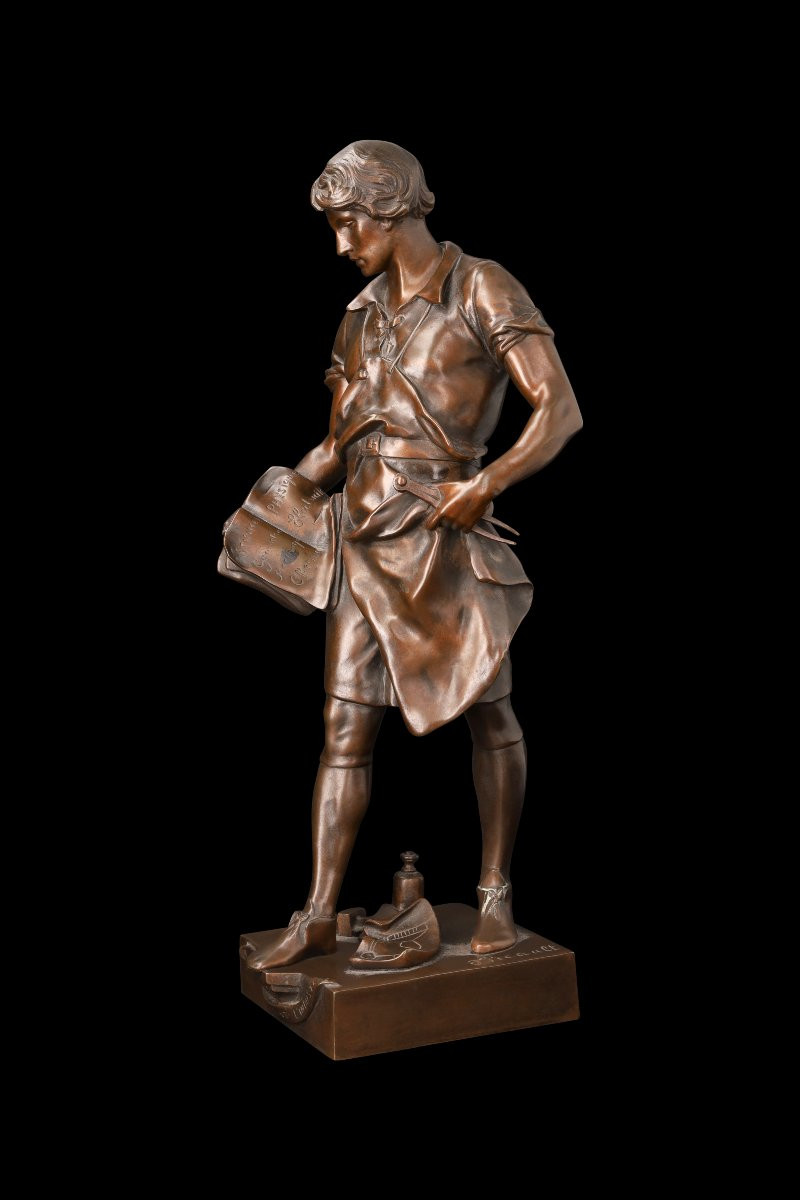 Bronze Sculpture "science Guiding Industry" By émile Picault (1833-1915)-photo-3