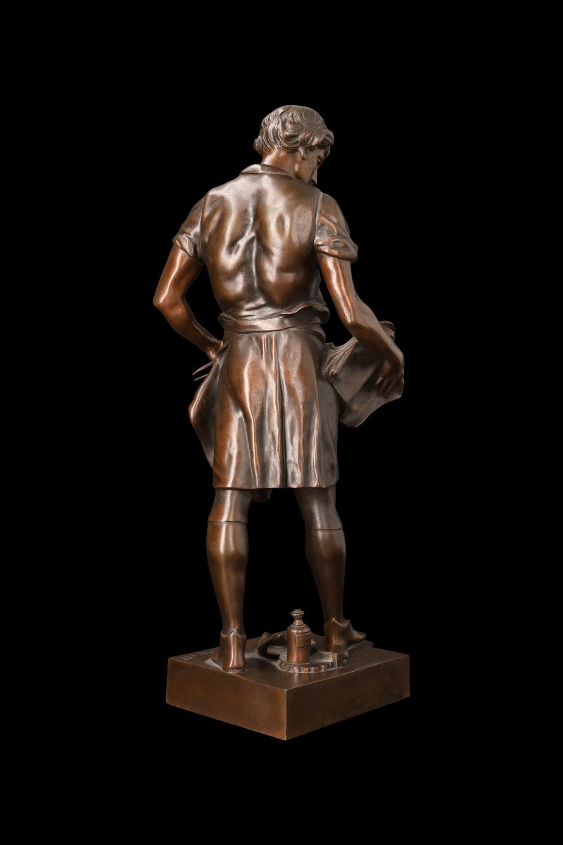 Bronze Sculpture "science Guiding Industry" By émile Picault (1833-1915)-photo-3