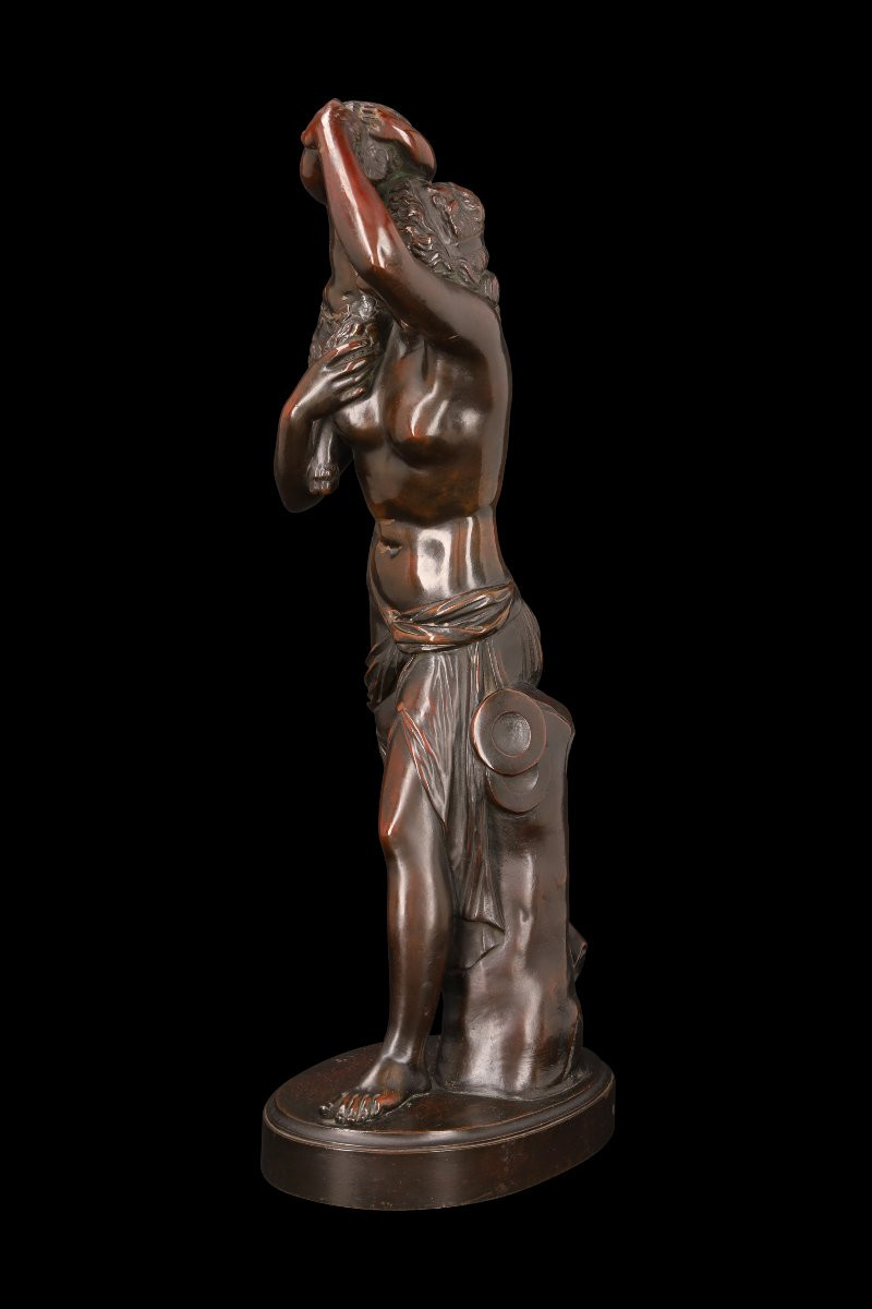 Bronze Sculpture "woman With Faun" By Leopold Oudry (1854-1882)-photo-4