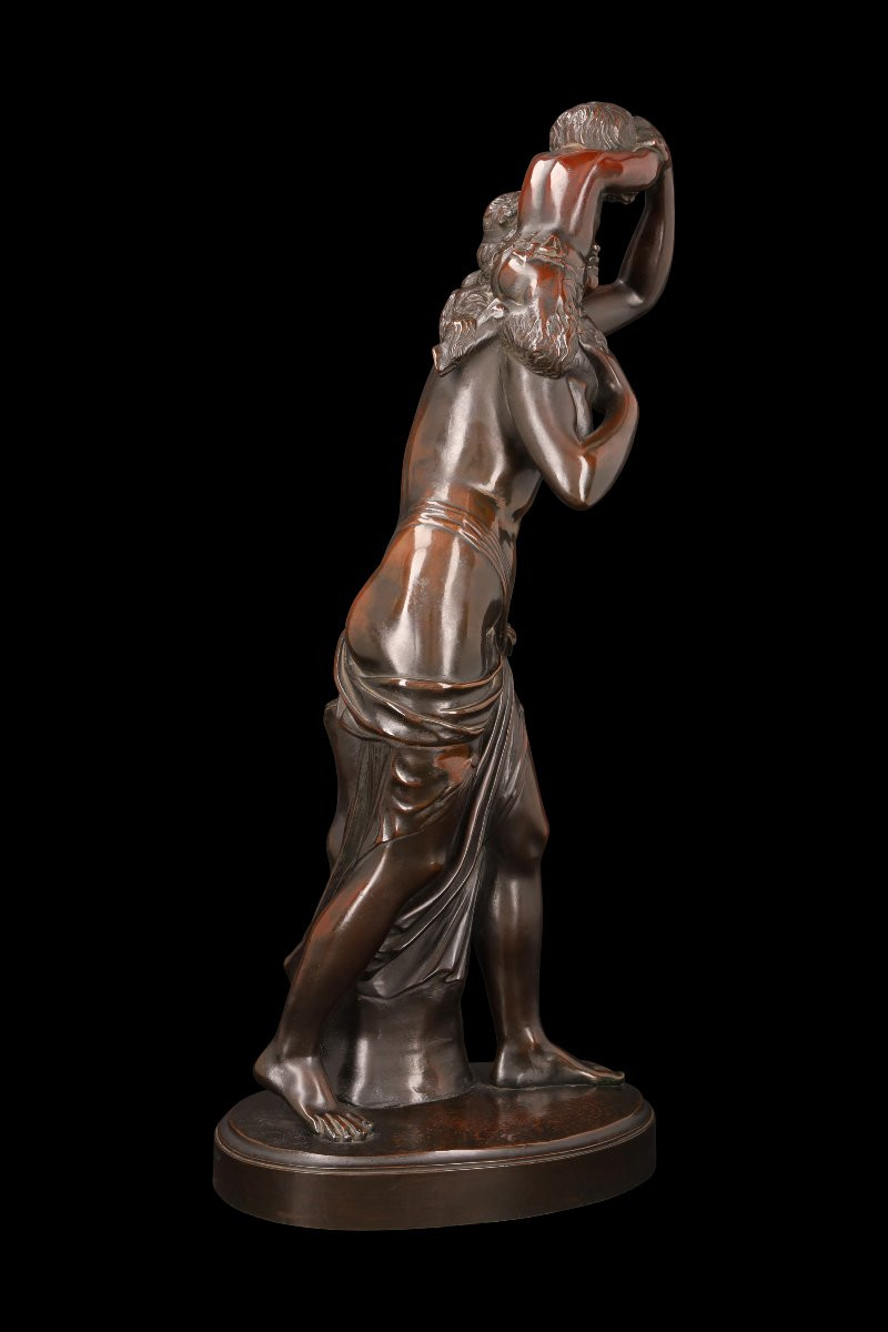 Bronze Sculpture "woman With Faun" By Leopold Oudry (1854-1882)-photo-5