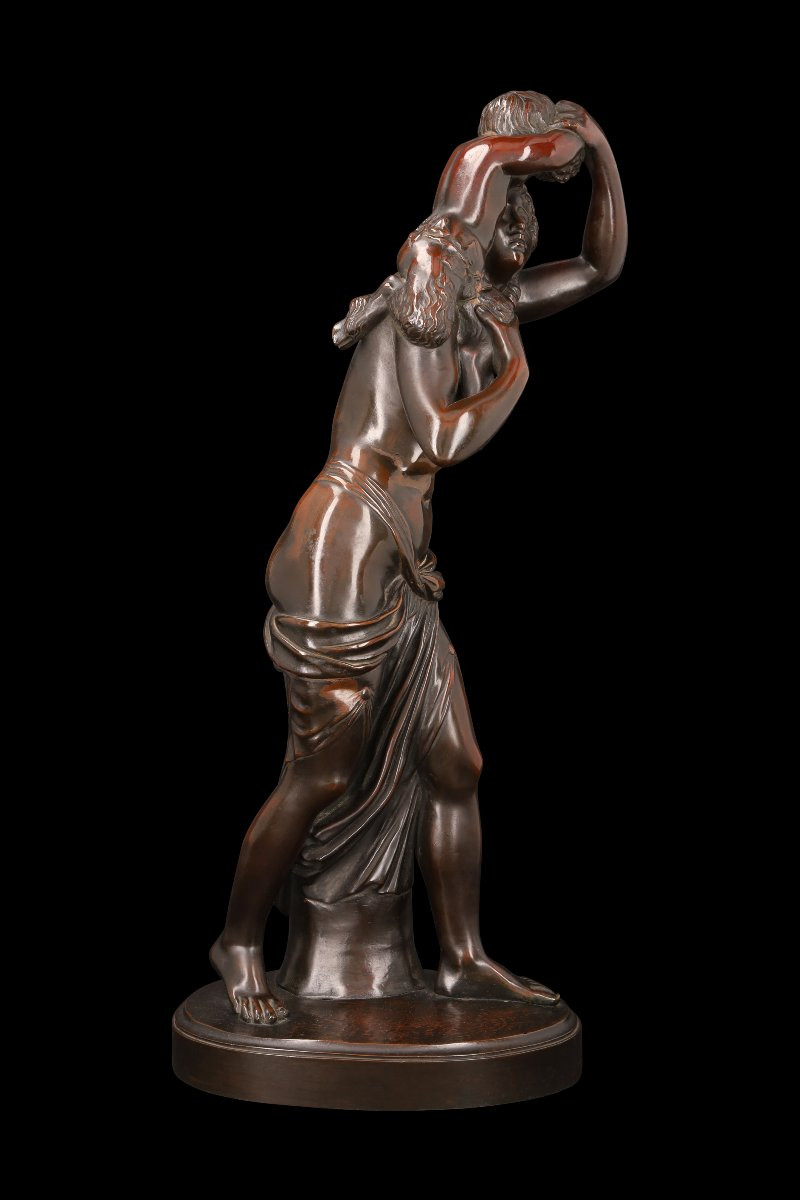 Bronze Sculpture "woman With Faun" By Leopold Oudry (1854-1882)-photo-6