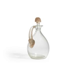 René Lalique - Carafe « Satyre » (1923) Verre Blanc Patiné Sépia Pour Cusenier