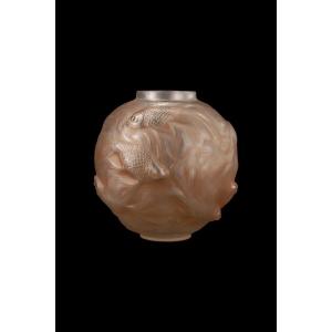 Vase “formose” (1924) In Molded, Pressed, Blown Glass With A Sienna Patina By René Lalique (1860-1845)
