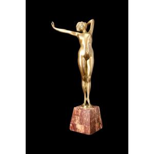 Gilt Bronze Sculpture “the Awakening” By Paul Philippe (1870-1930)