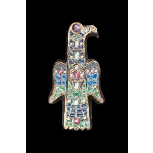 Sculpture murale en grès et en pierres de verre "AIGLE" (ca. 1930) de ROGER GUERIN (1896-1954)