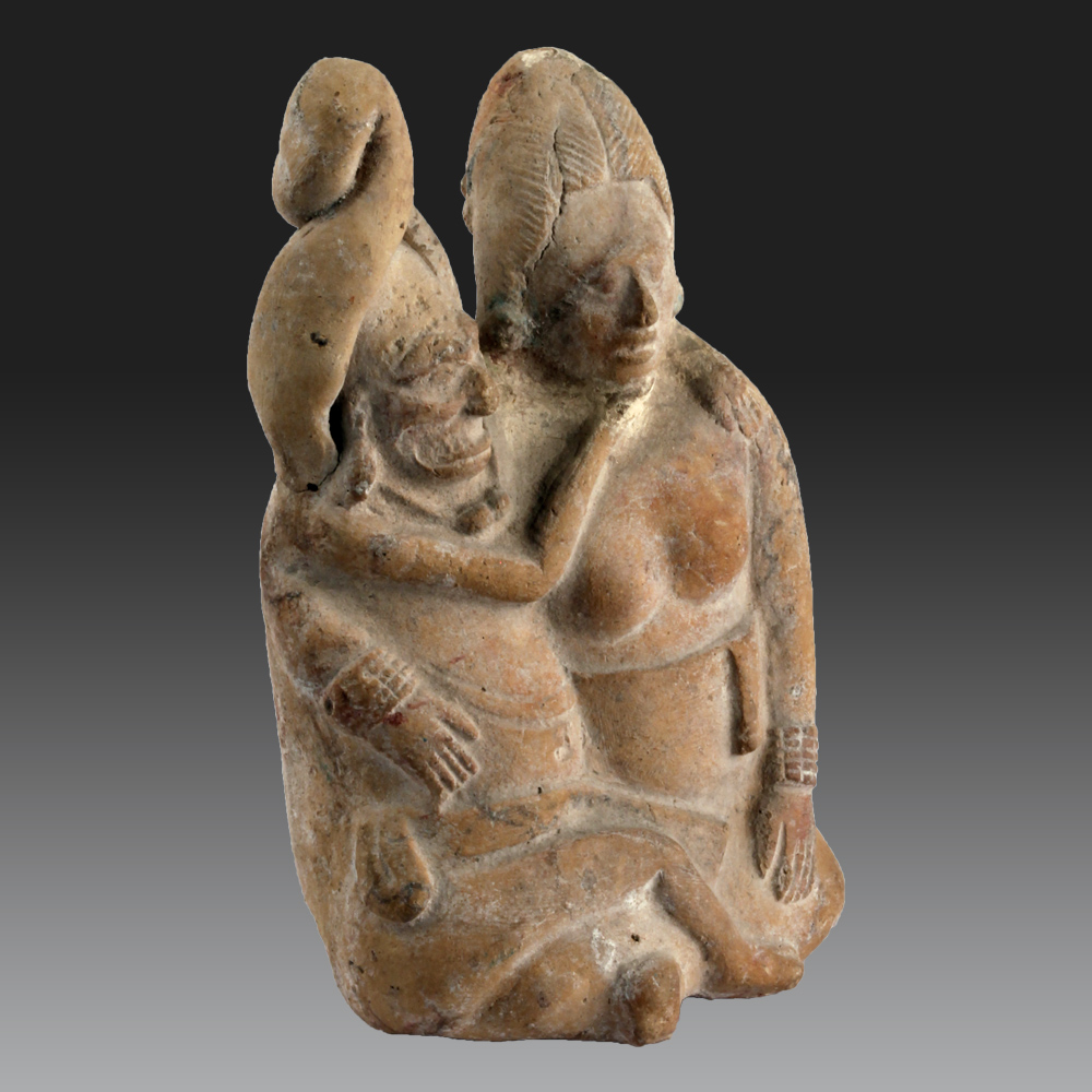 Two Seated Individuals, Mexico, Jaina Island, Maya (recent Classic, 600-900 Pcn)-photo-2