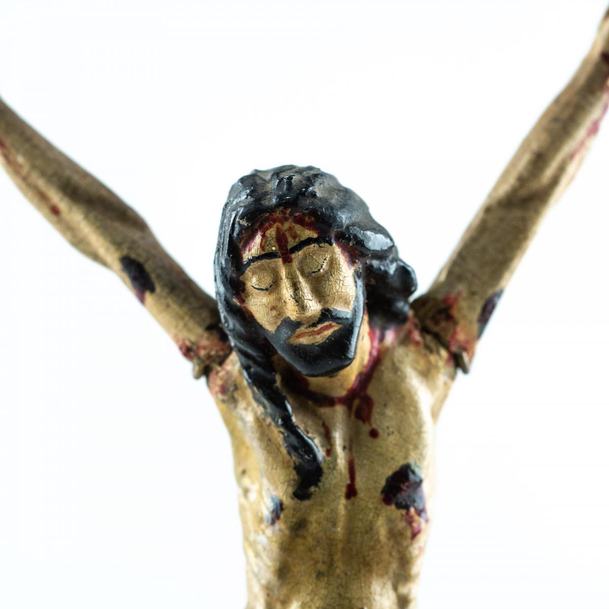 Christ En Bois Sculpté - Polychrome - Sans Doute Espagne - 17e Siècle-photo-2