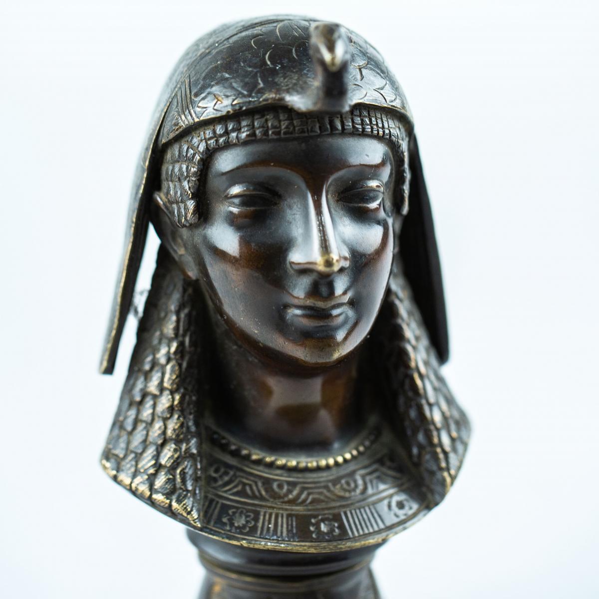 Bronze Bust - Egyptomania - Attributed To The 1st Half Of The 19th Century-photo-4