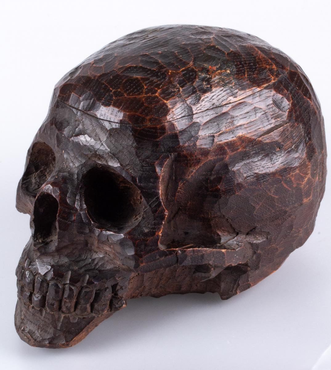 Sculpted Wood Skull - Memento Mori-photo-3