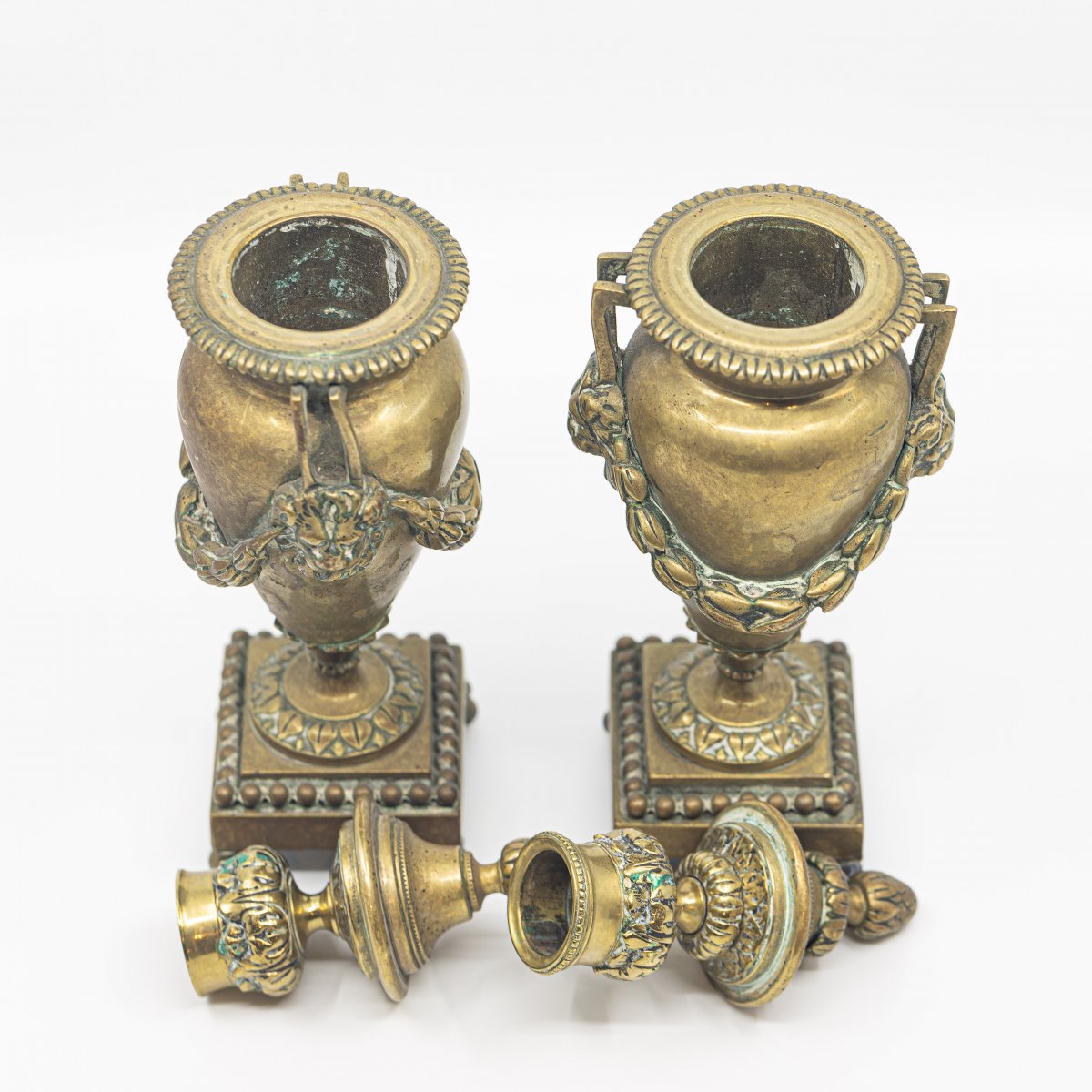 Pair Of Candlesticks Brass Double Function - 18th Century-photo-4