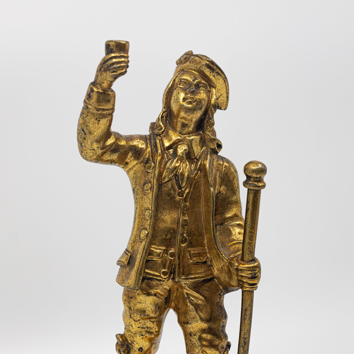 Gentleman In Gilt Bronze - France, 2nd Half Of The 18th Century-photo-2