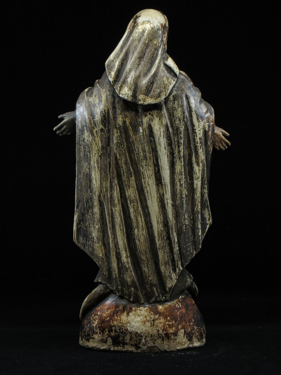 Virgin In Polychrome Wood - 18th Century-photo-2