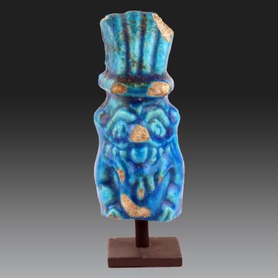 Faience Statuette Representing The Bust Of Bes