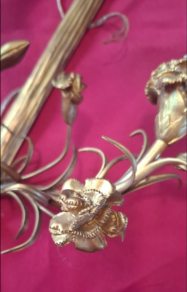 Paire d’appliques en bronze doré fin XIX , style Louis XVI-photo-2