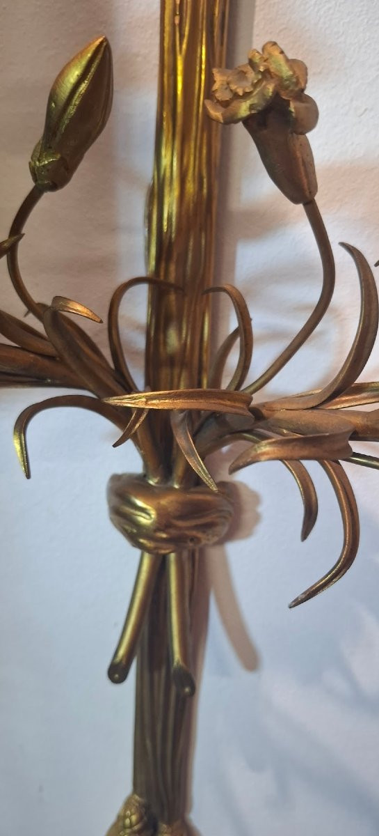 Paire d’appliques en bronze doré fin XIX , style Louis XVI-photo-7