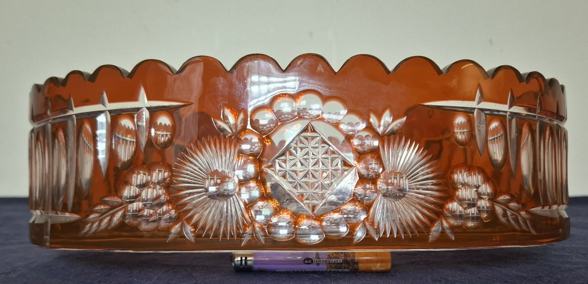 Coupe Val Saint Lambert en cristal doublé orange de Joseph Simon-photo-4